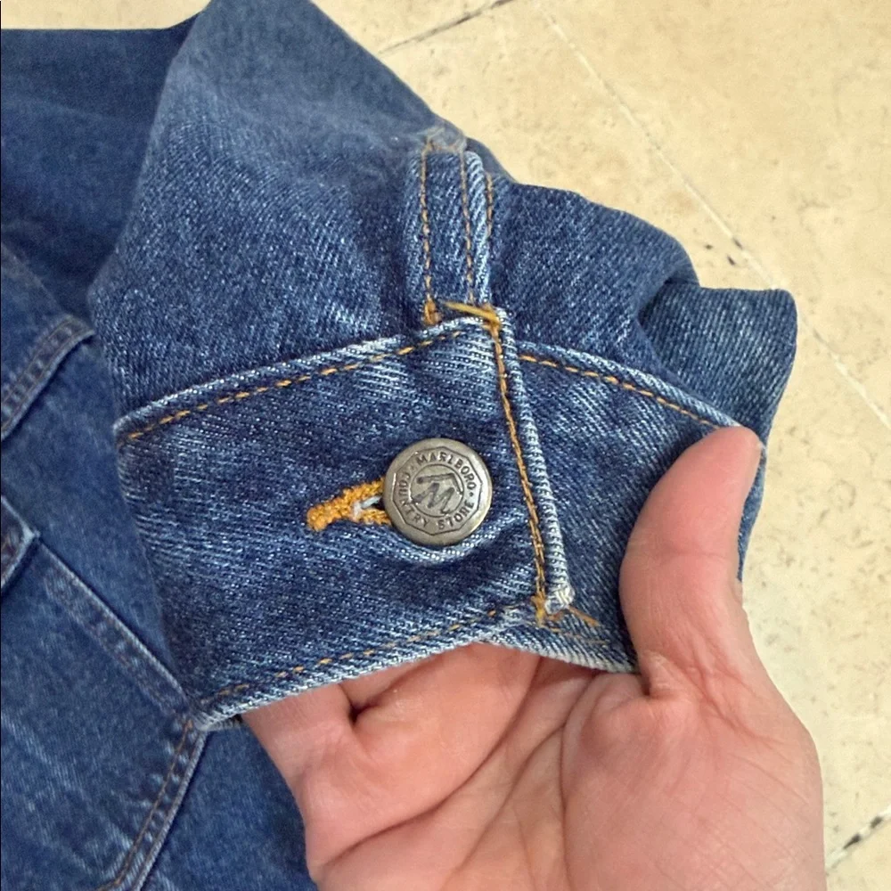 Marlboro Denim Jacket with Brown Leather Accents